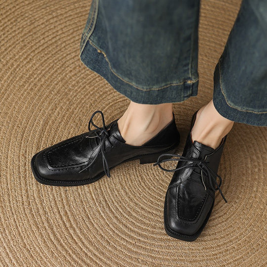 Damen elegante Schnürschuhe aus hochwertigem Leder EB