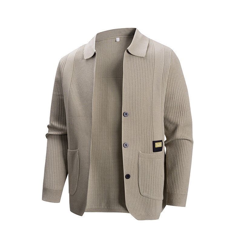 Herren Strickjacke mit modernem Rippmuster und praktischen Taschen EB