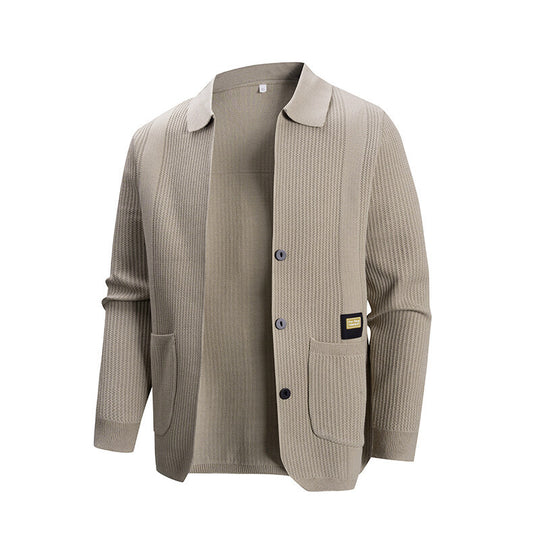 Herren Strickjacke mit modernem Rippmuster und praktischen Taschen EB