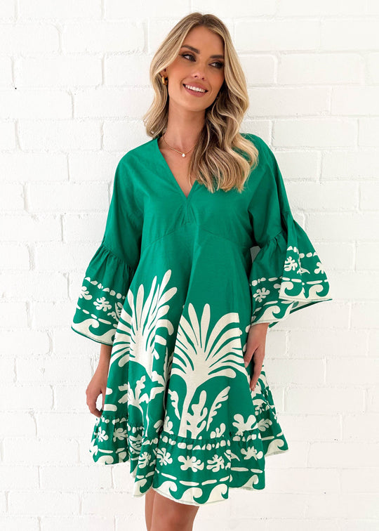 Damen Freizeitkleid mit voluminösen Ärmeln und strukturierten Rüschendetails EB