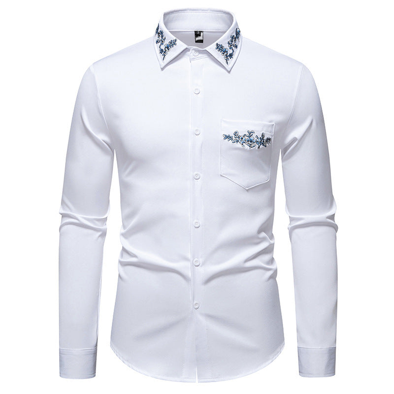 Herren elegantes Hemd mit kunstvollem Bestickungsdesign EB