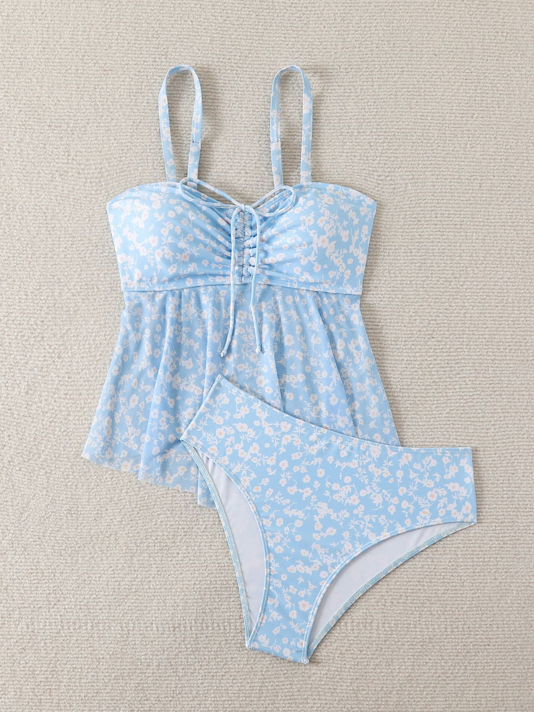 Damen leicht taillierter Tankini mit floralem Muster EB