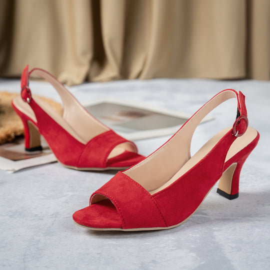 Damen Slingback Sandalen mit dezenter Schnalle und elegantem Absatz EB
