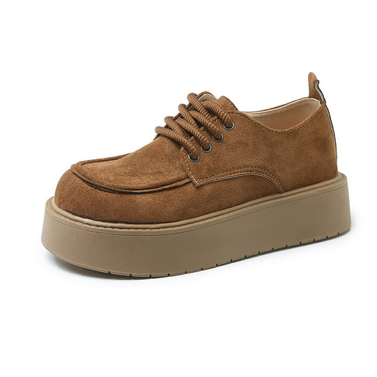 Damen modische Plateau-Schnürschuhe mit weichem Obermaterial und robustem Profil EB