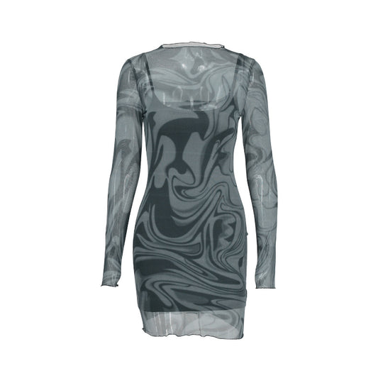 Damen figurbetontes Netzkleid mit marbled Effekt EB