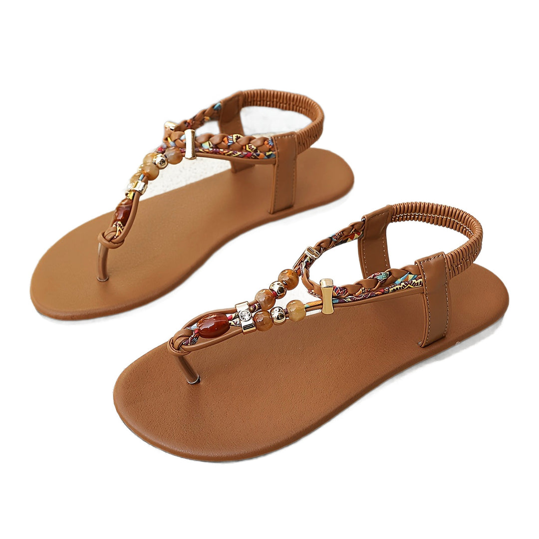 Damen Bequeme Glitzersandalen mit modischem Perlen-Design EB