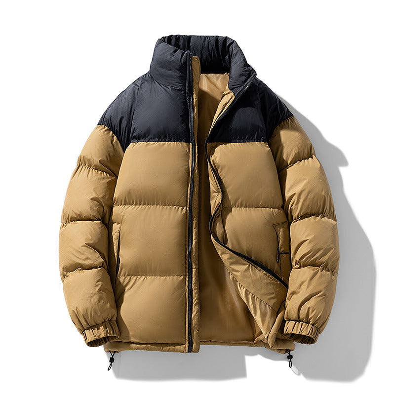 Herren gesteppte Thermo-Daunenimitat-Jacke mit hohem Stehkragen und Kordelzug EB