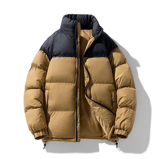 Herren gesteppte Thermo-Daunenimitat-Jacke mit hohem Stehkragen und Kordelzug EB