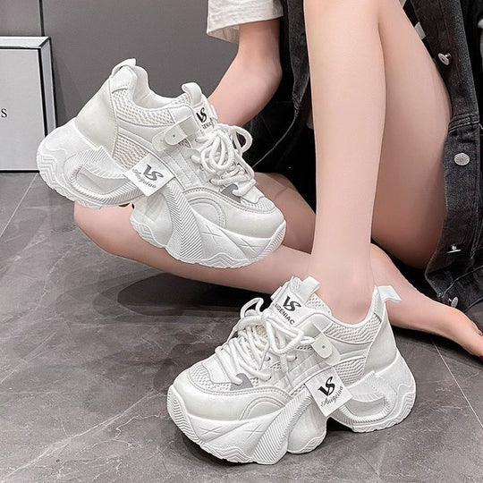 Damen Trendige Chunky Sneakers mit atmungsaktivem Mesh-Obermaterial und innovativem Sohlenprofil EB