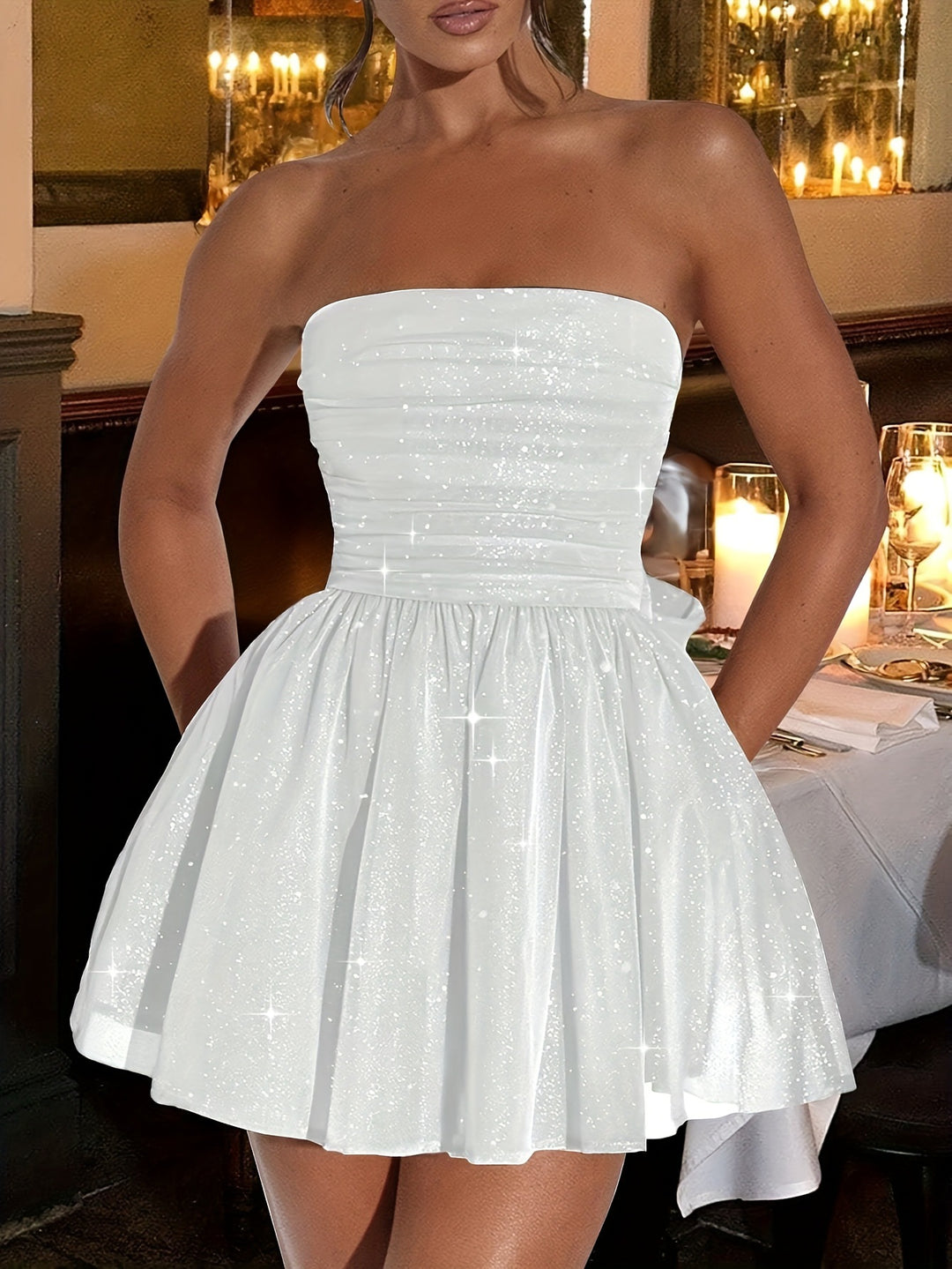 Damen Mini-Kleid im glamourösen Shimmer-Design EB