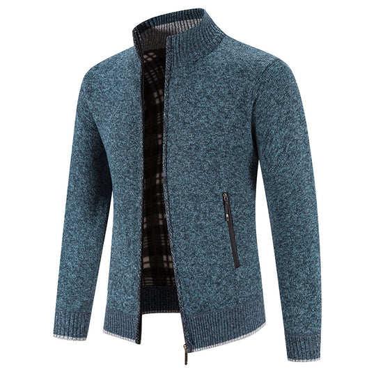 Herren Strickjacke mit hohem Kragen und praktischen Reißverschlusstaschen EB