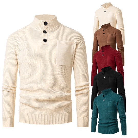 Herren Hochwertiger Pullover mit Modalmuster und Brusttasche EB