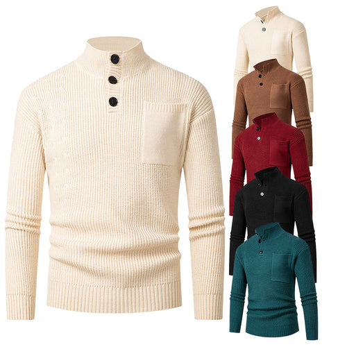 Herren Hochwertiger Pullover mit Modalmuster und Brusttasche EB