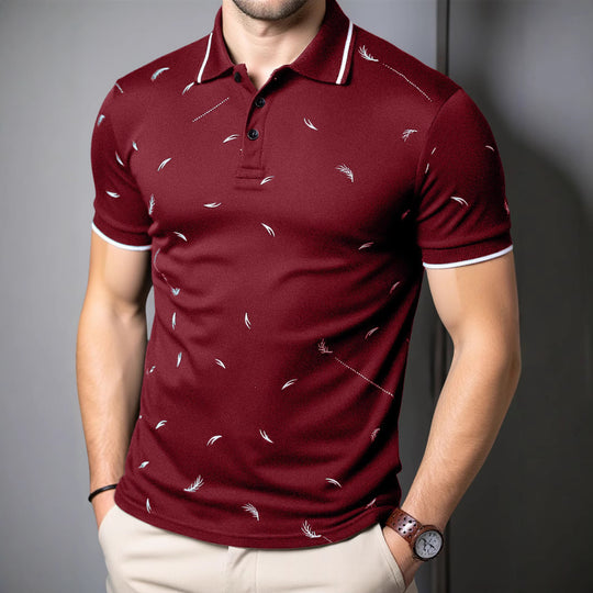 Herren Poloshirt mit modernem Druck und hochwertigem Baumwollmaterial EB
