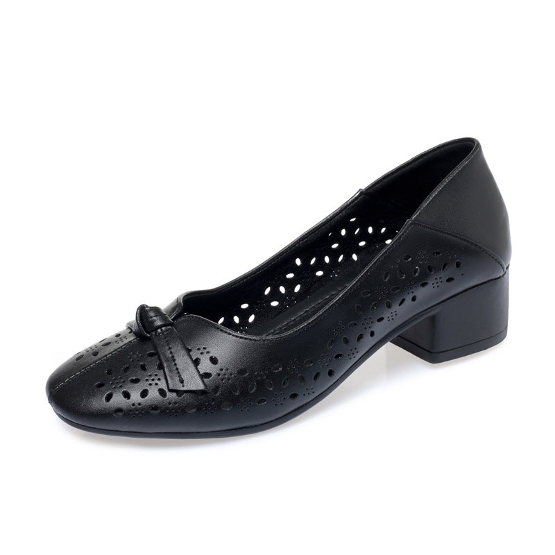 Damen Elegante und luftige Ballerinas mit modischem Lochdesign und komfortablem Absatz EB