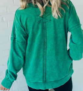 Damen Bequemer Oversized Sweatshirt mit Taschen EB