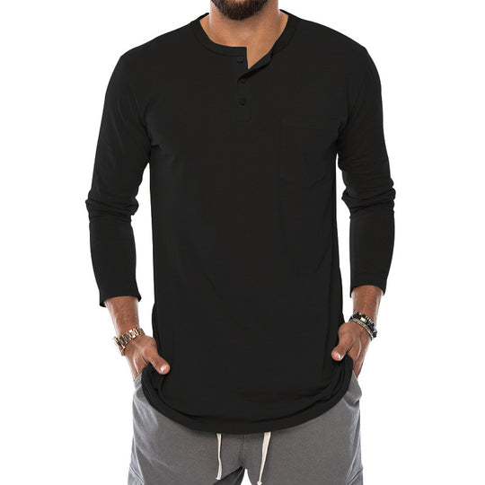 Herren Langarm-Henley-Shirt mit bequemen Knopfdetails und praktischer Brusttasche EB