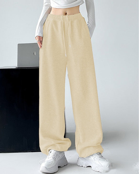 Damen nan extraweite Palazzo-Sweathose mit hohem Komfortbund, seitlichen Eingrifftaschen, Schlitz am Saum und Kordelzug EB