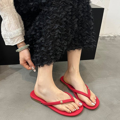 Damen Flip-Flops mit minimalistischer Riemenführung und bequemem Fußbett EB