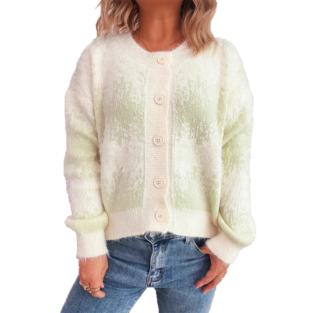 Damen kuschelige Strickjacke mit modischem Knopfdesign und weichem Material EB