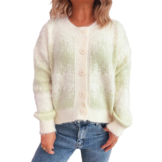 Damen kuschelige Strickjacke mit modischem Knopfdesign und weichem Material EB