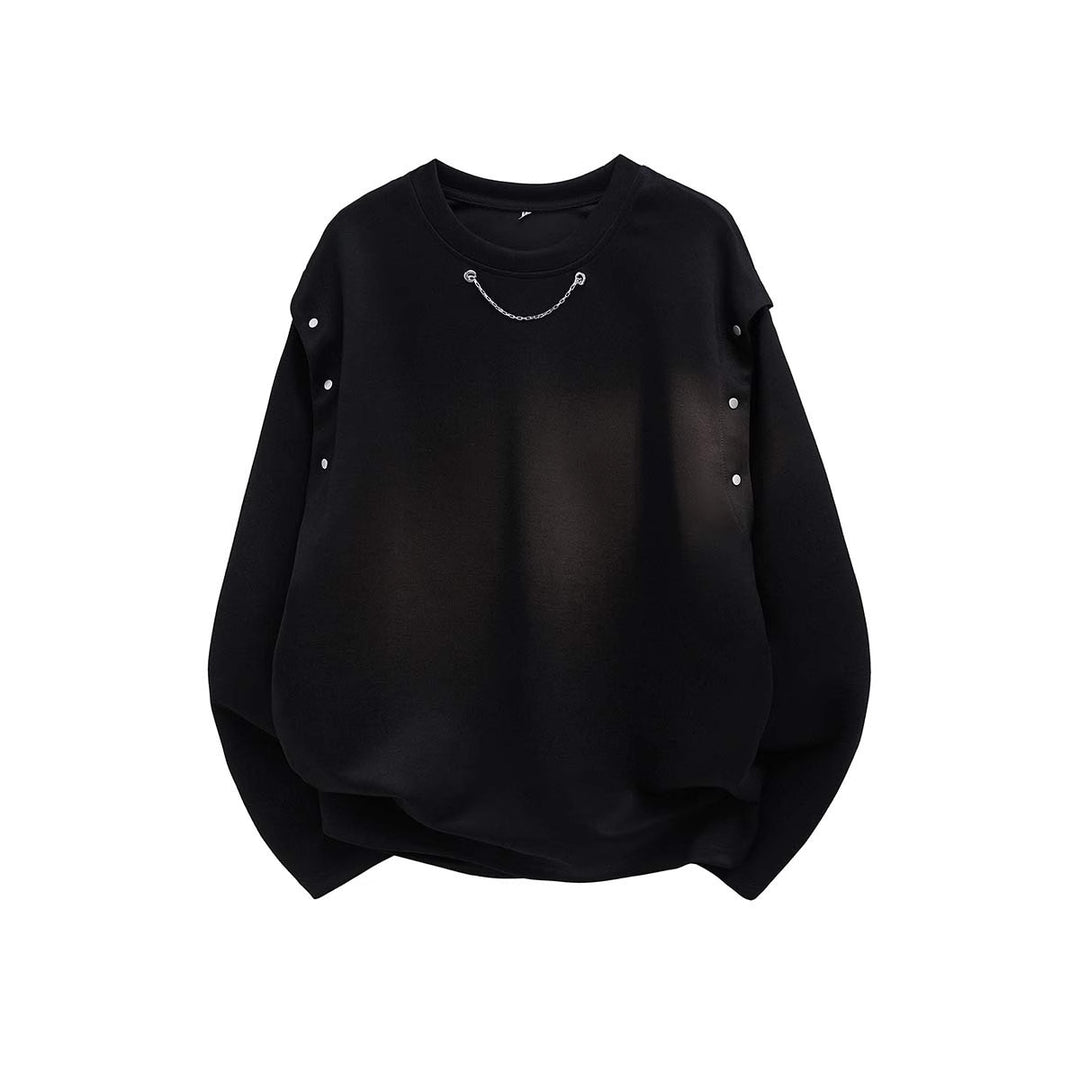 Damen trendiger Oversized Pullover mit dekorativen Knopfdetails EB