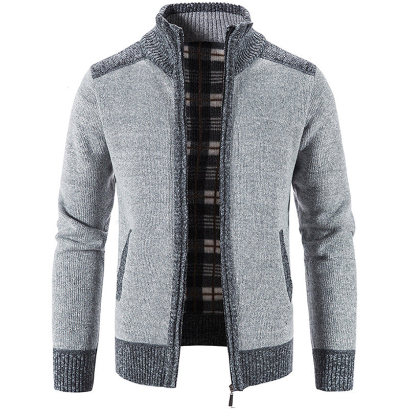 Herren Strickjacke mit modernem Stehkragen und strukturiertem Design EB