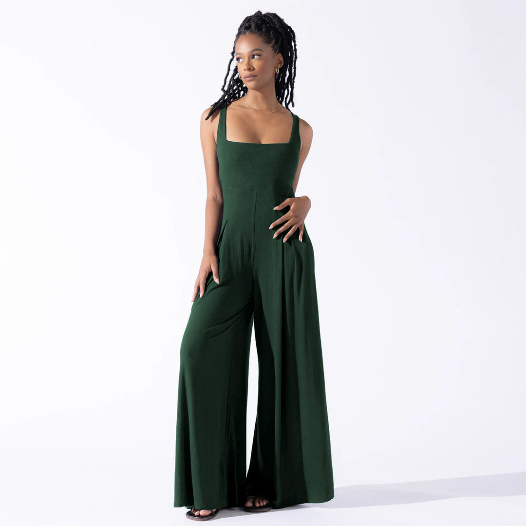 Damen Jumpsuit mit weit geschnittenem Bein und tiefem Rückenausschnitt EB