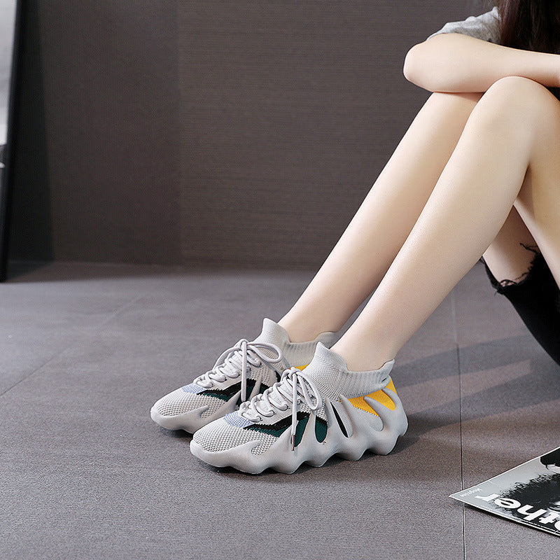 Damen Sneaker mit elastischem Strickoberteil und stoßdämpfendem Sohlenprofil EB