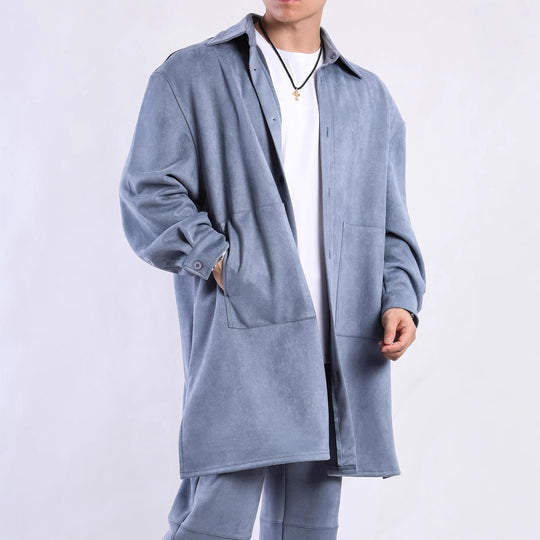 Damen Oversize Hemdenjacke aus weichem Suede mit großen Taschen EB