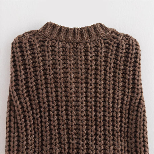 Damen Strickweste mit Knopf und Taschen EB