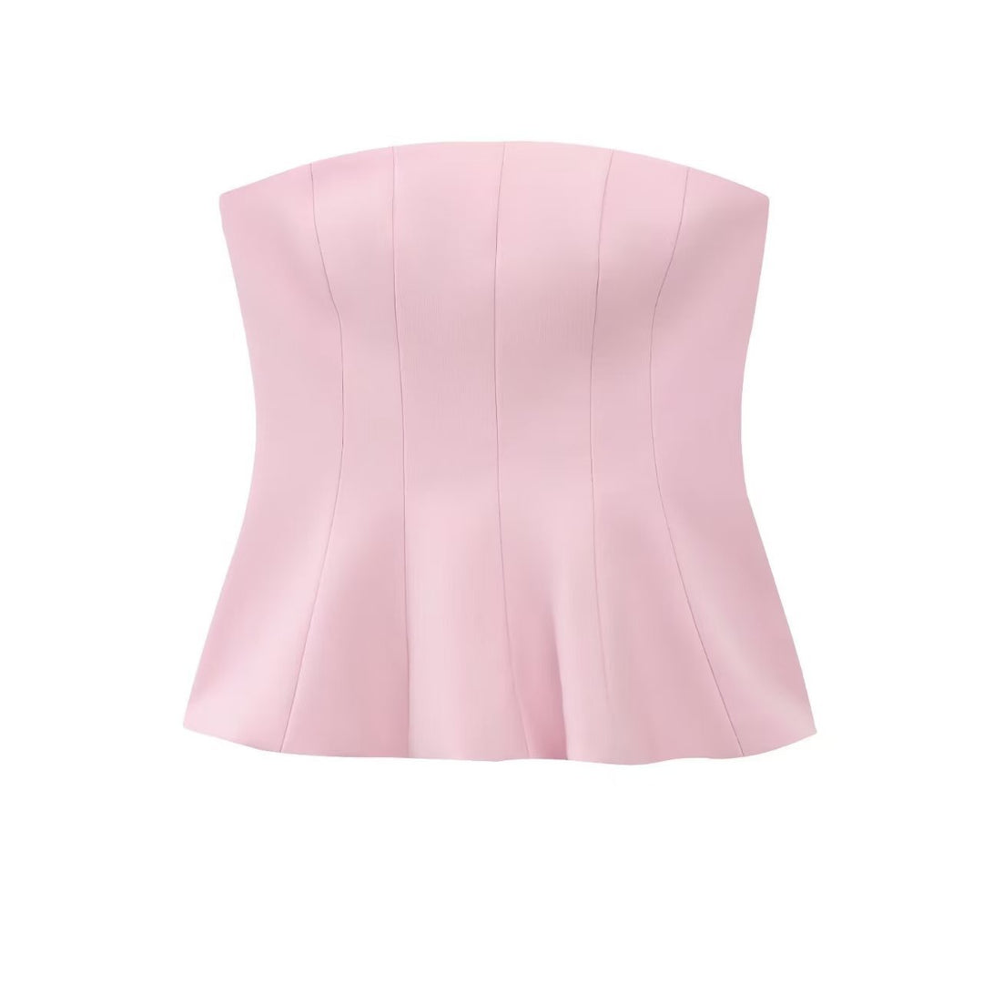 Damen Bustier-Oberteil mit figurformendem Schnitt und elegantem Plissee EB