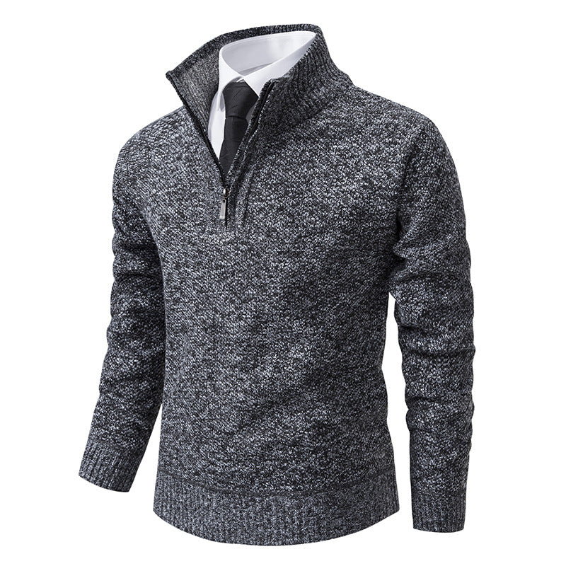 Herren Pullover mit modernem Reißverschluss und strukturierter Oberfläche EB