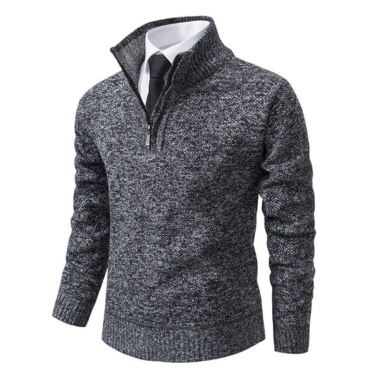 Herren Pullover mit modernem Reißverschluss und strukturierter Oberfläche EB