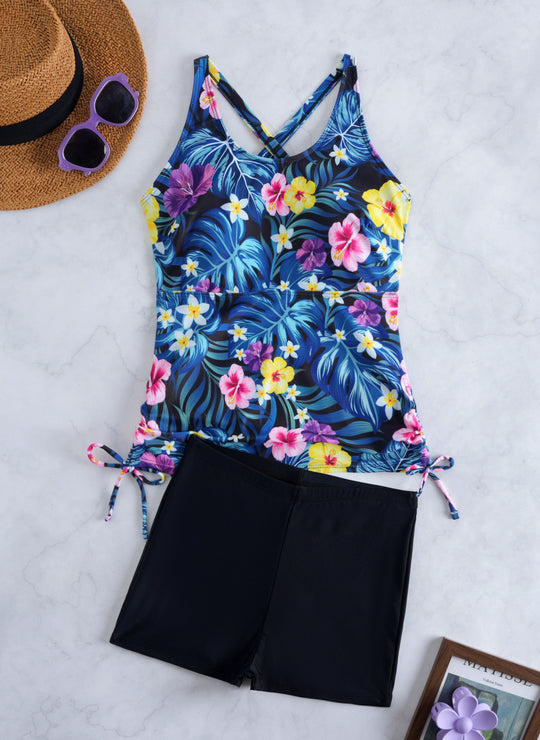 Damen Tankini-Set mit modischem Blumendesign und bequemen Shorts EB