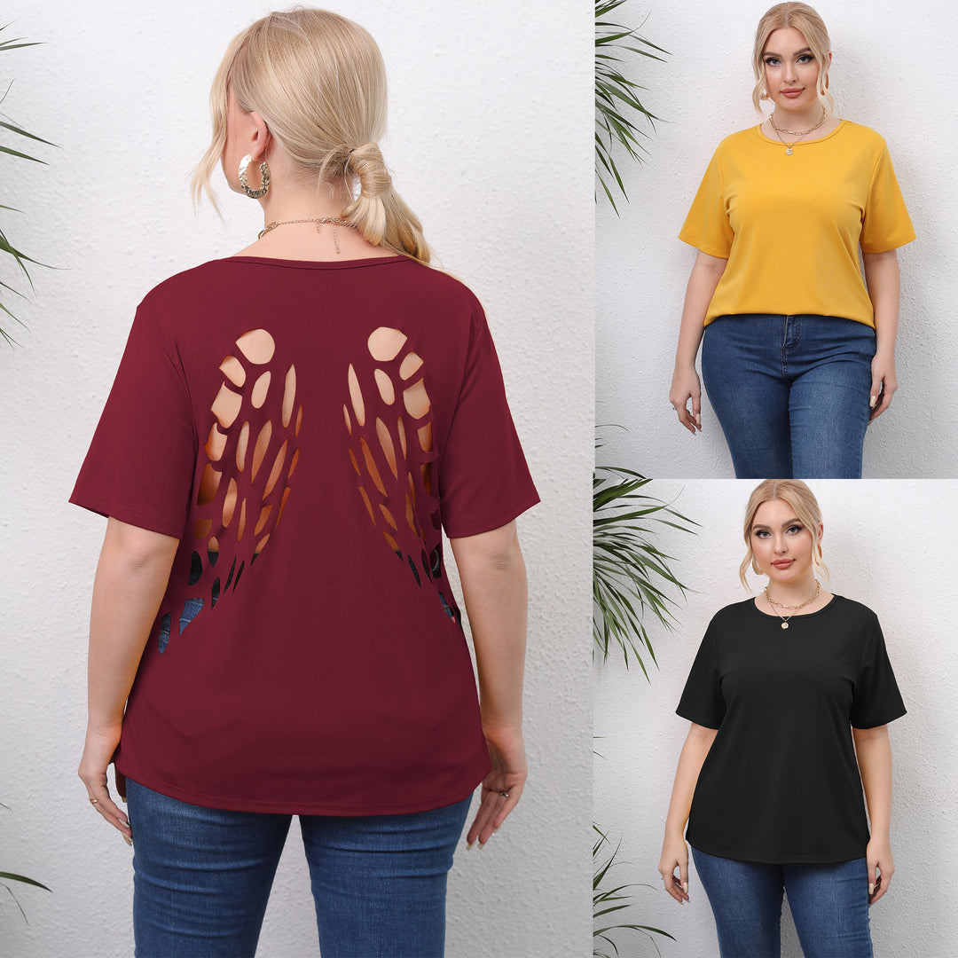 Damen angesagtes T-Shirt mit kreativen Ausschnitten EB