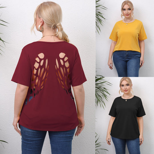 Damen angesagtes T-Shirt mit kreativen Ausschnitten EB