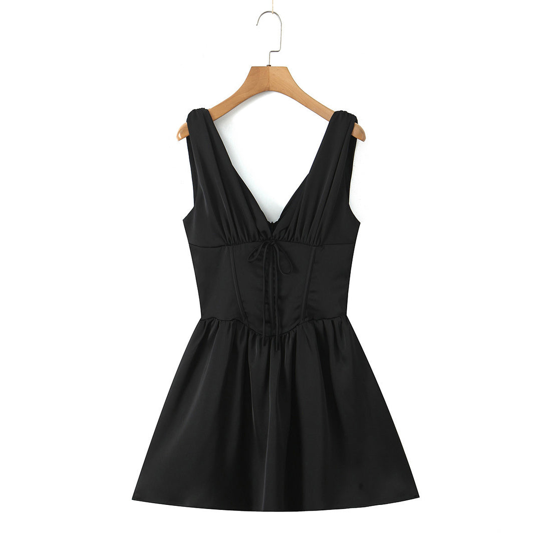 Damen figurbetontes Cocktailkleid mit V-Ausschnitt und Rüschendetails EB