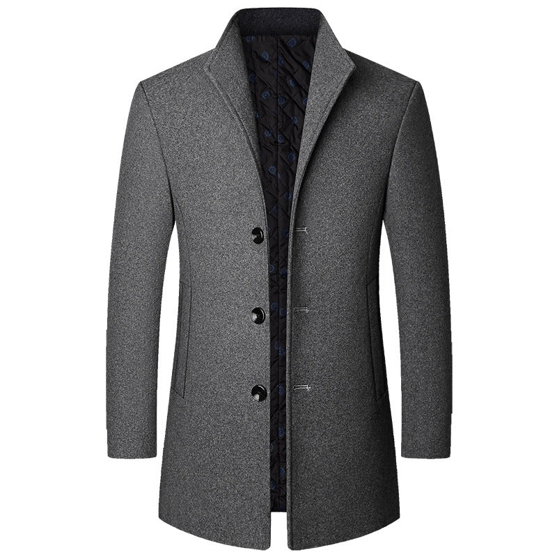 Herren Eleganter Kurzmantel aus Wollmischung mit gesteppter Innenlage und schlankem Stehkragen EB