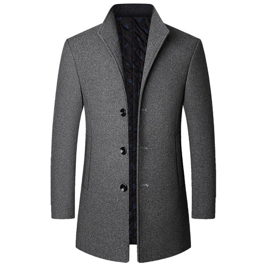Herren Eleganter Kurzmantel aus Wollmischung mit gesteppter Innenlage und schlankem Stehkragen EB
