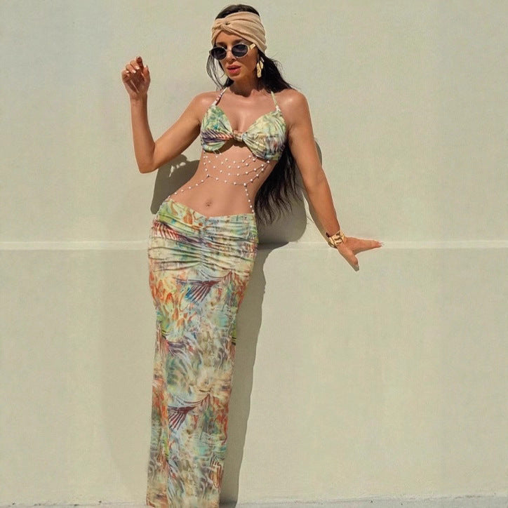 Damen Strandkleid mit trendigem Leo-Print und raffinierten Schnürdetails EB