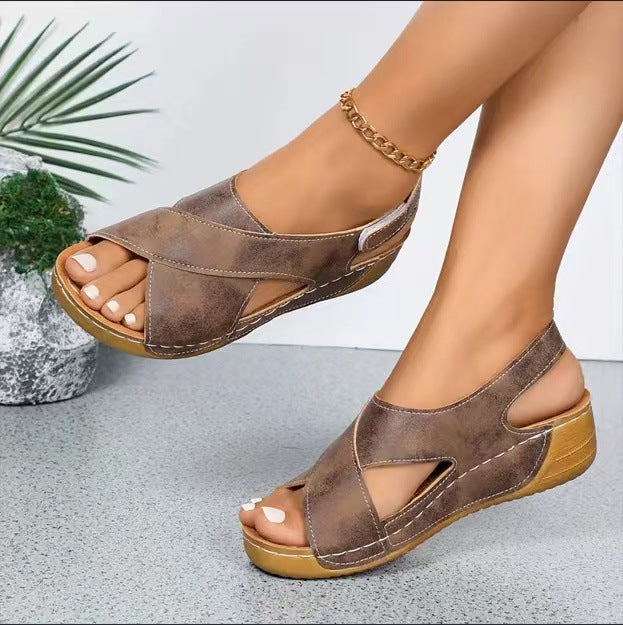 Damen  orthopädische Keilsandalen mit Memory-Foam und verstellbarem Fersenriemen EB