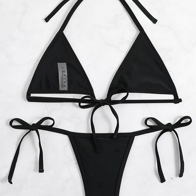 Damen Triangel-Bikini-Set mit geflochtenem Höschen und verstellbaren Trägern EB