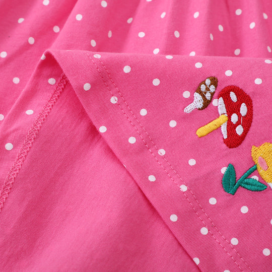 Mädchen Polka-Dots Baumwollkleid mit bezaubernden Feen-Motiven EB