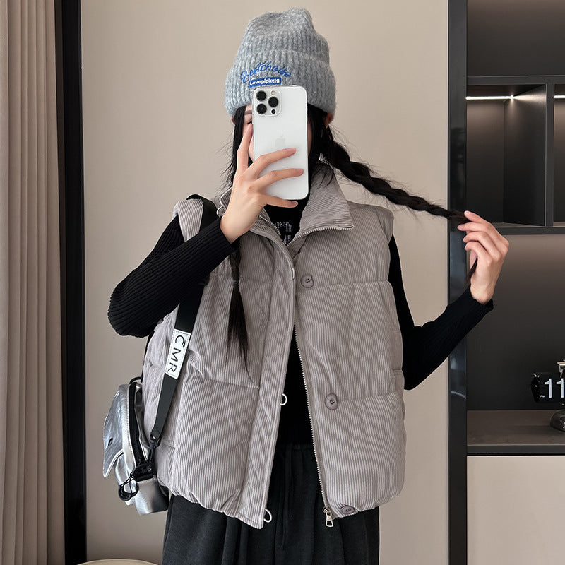Damen Kuschelige Steppweste mit hohen Taschen EB