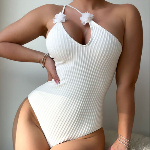 Damen Sportlicher Spitzen-Badeanzug mit floralem Detail EB