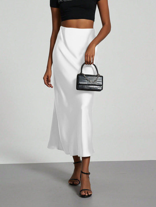 Damen Elegante und fließende Satin Maxiröcke EB
