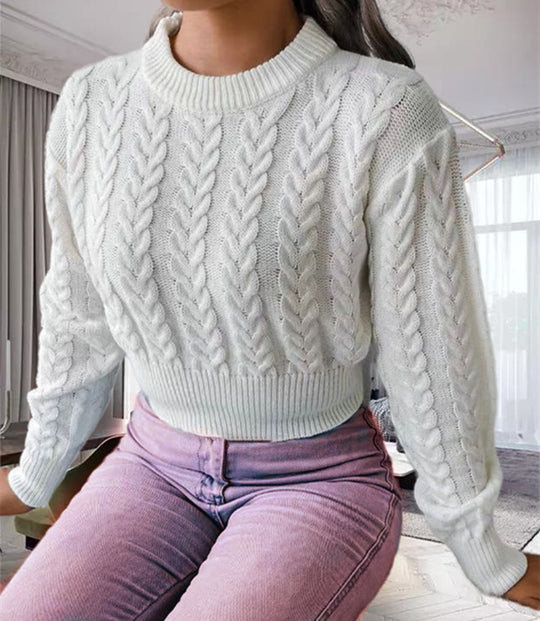 Damen Strickpullover mit Zopfmuster EB