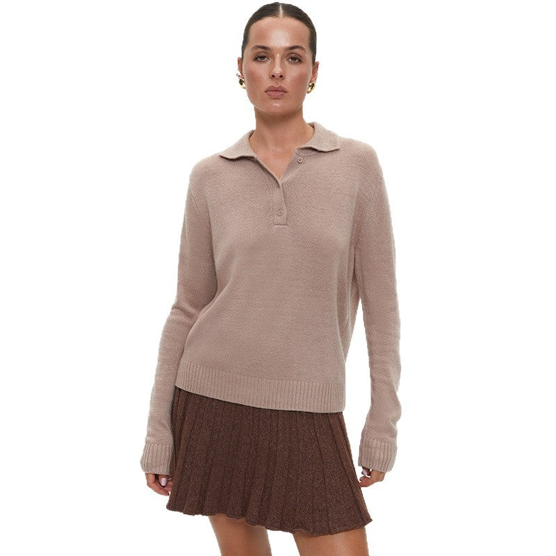 Damen eleganter Strickpullover mit Kragen EB