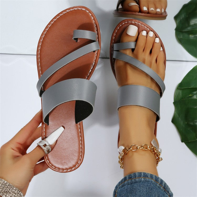 Damen Minimalistische Riemensandalen mit bequemer Sohle EB